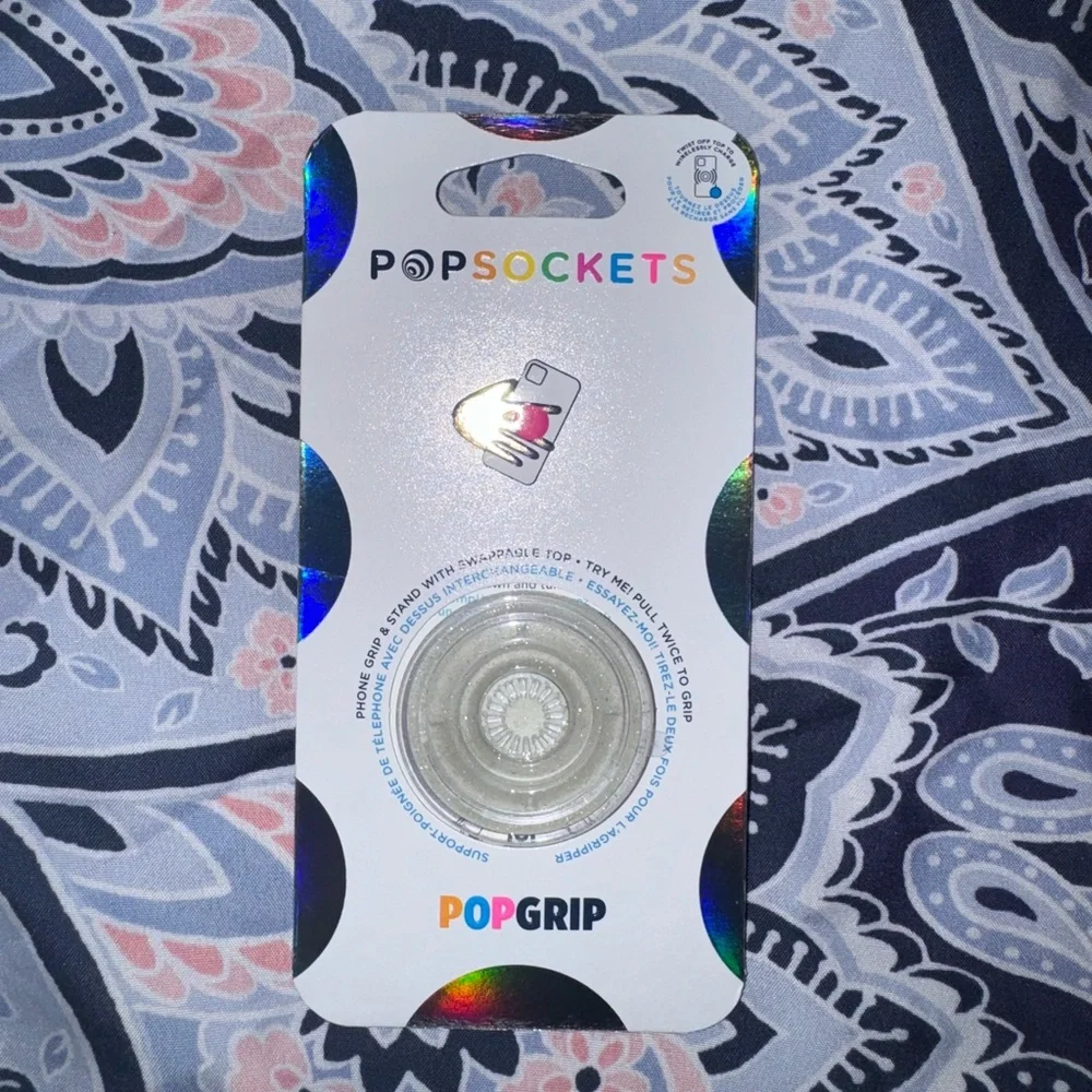 PopSocket Clear with Silver Glitter